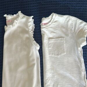 2pack Crewcuts girls white tank top w/ ruffles & girls white T-shirt